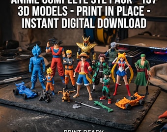 Pack STL complet Anime - 157 modèles 3D - Impression sur place - Téléchargement numérique instantané