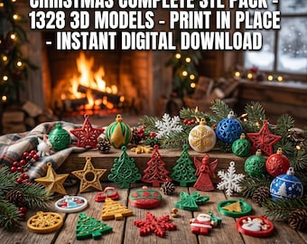 Christmas Complete STL Pack - 1328 3D Models - Print in Place - Instant Digital Download