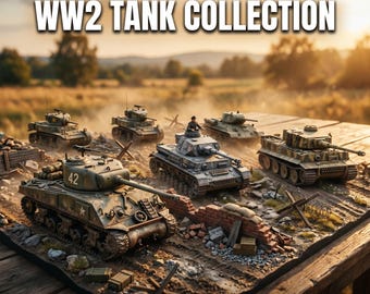 Pack STL de chars de la Seconde Guerre mondiale - 5 modèles 3D - Impression sur place - Téléchargement numérique instantané