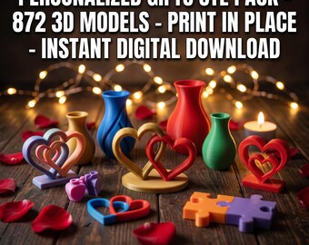 Pack STL cadeaux personnalisés - 872 modèles 3D - Impression sur place - Téléchargement numérique instantané
