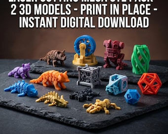 Méga pack STL de découpe laser - 2 modèles 3D - Impression sur place - Téléchargement numérique instantané