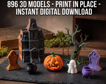 Pack STL complet Halloween - 896 modèles 3D - Impression sur place - Téléchargement numérique instantané