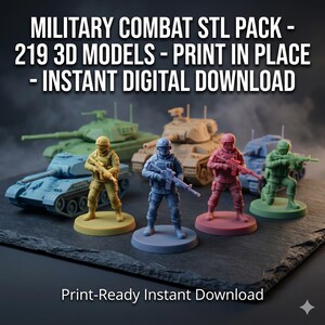 ミリタリーコンバットSTLパック - 219個の3Dモデル - プリントインプレイス - 即時デジタルダウンロード