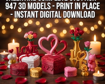 Pack STL complet Saint-Valentin - 947 modèles 3D - Impression sur place - Téléchargement numérique instantané