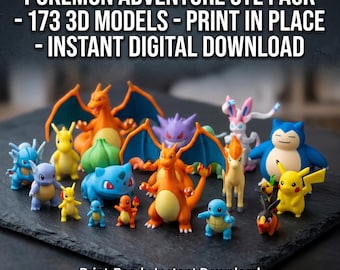 Pack STL Aventure Pokémon - 173 modèles 3D - Impression sur place - Téléchargement numérique instantané
