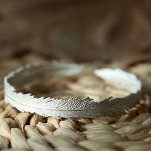 Silver Bangle Feather - Etsy