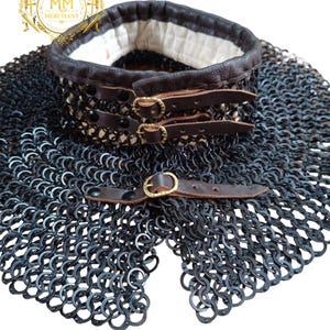 Chainmail Armor Neck Collar 8mm | Riveted Flat Ring Mild Steel | Medieval Kinght Neck Guard