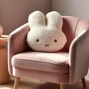 Miffy Bunny Plush Pillow Kawaii Nursery Decor, Anime Plush Toy White image 1