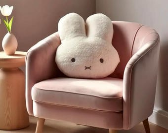 Miffy Bunny Plush Pillow Kawaii Nursery Decor, Anime Plush Toy White