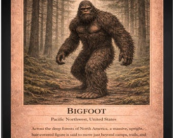 Bigfoot Wall Art – Sasquatch Framed Print 11x14 – Rustic Cabin Decor Gift