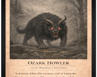 Ozark Howler Cryptid Art Framed Wall Print | 11x14 Midwest Folklore Illustration