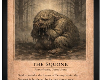 Squonk Cryptid Art Framed Wall Print | 11x14 Pennsylvania Folklore Illustration