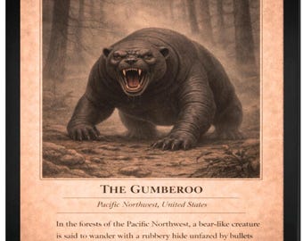 Gumberoo Cryptid Art Framed Wall Print | 11x14 Pacific Northwest Folklore