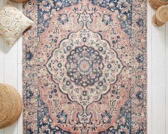 Dywan turecki vintage 6,6 x 10,2 stopy, ręcznie tkany wełniany dywan, wzór kwiatowy