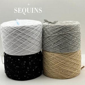 100% Cotton Yarn with Micro Sequins-Soft Shimmer Yarn for Knitting Crochet