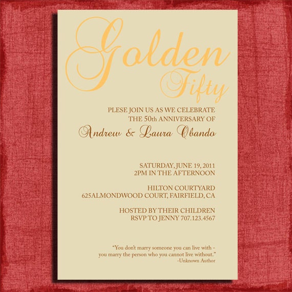 Printable 25th or 50th  Wedding  Anniversary  Invitation  w 