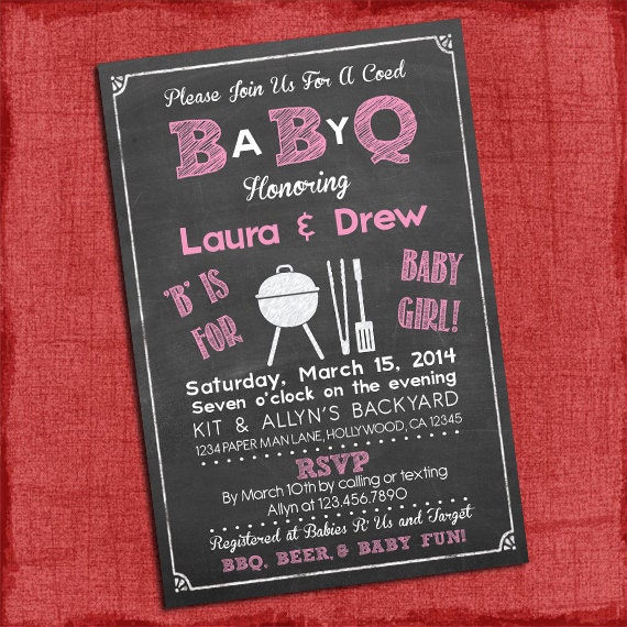 Items similar to Printable Baby Girl Q Baby Shower Invitation