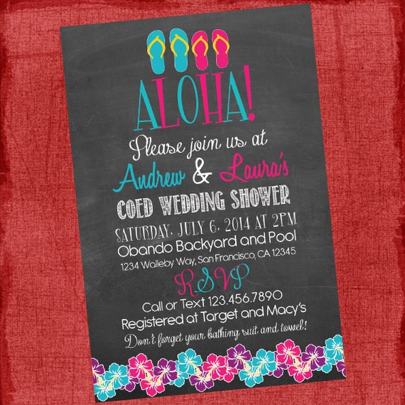Printable Hawaiian Luau Couples Coed Wedding Shower Or Engagement