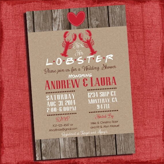 Items similar to Lobster Couples/Coed Wedding Shower Invitation
