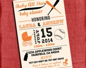 Druckbare "Riesen" inspirierte Baseball Themenhotel Baby Babyparty oder eine Baseballmannschaft Farben 4 x 6 oder 5 x 7 Einladung-DIY