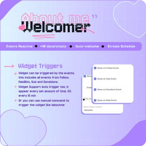 Widget de bienvenue « À propos de moi » pour StreamElements | Popup réactif aux événements | Déclenchement automatique + commande de chat | Twitch et OBS image 5