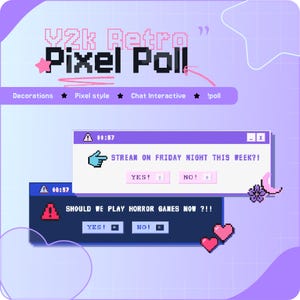 Y2K Chat Poll Widget für StreamElements | Retro Pixel Art Twitch Overlay | Interaktive StreamUmfrage