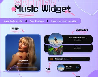 Spotify Music Widget for StreamElements | Twitch - YouTube - OBS Now Playing Overlay • Auto Hide • Reactions