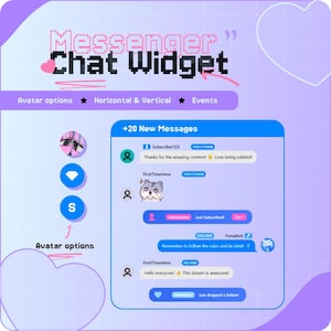 Chatwidget in Messenger-stijl voor Twitch StreamElements OBS | Geanimeerde chat-overlay met gebeurtenissen en voornaamwoorden