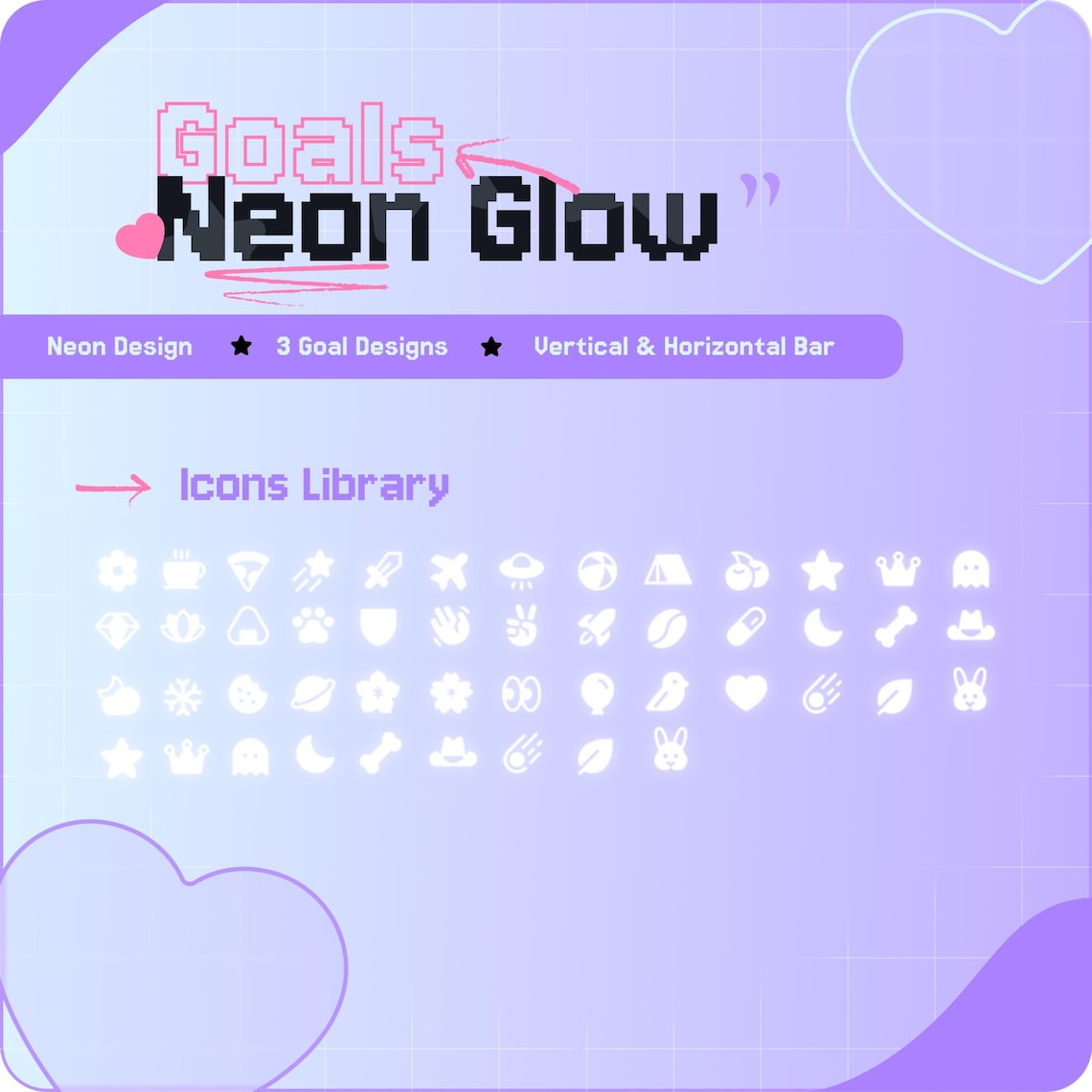 Neon Goal Widget for Streamelements | Twitch Overlay Goals | Horizontal ...
