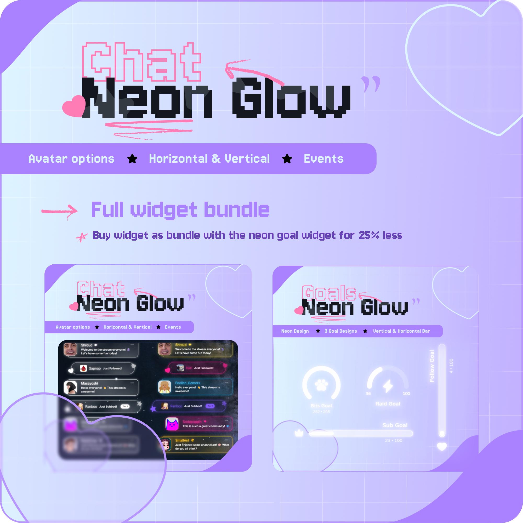 Led Neon Widget Neon Chat Widget for Streamelements | Twitch Chat Overlay | Horizontal ...