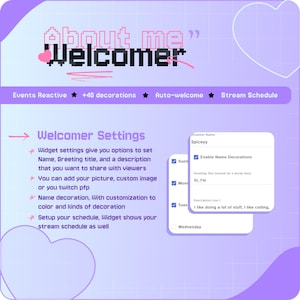 Widget de bienvenue « À propos de moi » pour StreamElements | Popup réactif aux événements | Déclenchement automatique + commande de chat | Twitch et OBS image 2