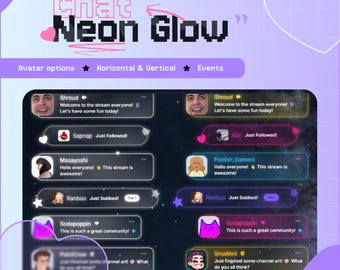 Neon Chat Widget for StreamElements | Twitch Chat Overlay | Horizontal & Vertical | Custom Glow • Role Colors