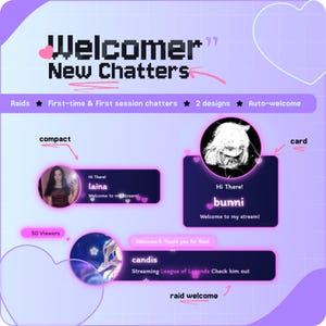 Nuevo widget de bienvenida de Chatter para StreamElements / Kawaii Neon Twitch Welcome & Raid Alert