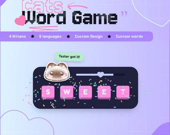 Cats Word Game Widget for StreamElements | Twitch Chat Mini Game |  Interactive Guess Words & Unscramble