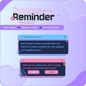 Widget voor herinneringsnotities voor StreamElements • Automatisch geactiveerde plaknotities • Kawaii-aankondigingen • Reactieve gebeurtenissen • Twitch & OBS