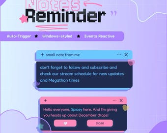 Reminder Notes Widget for StreamElements • Auto-Triggered Sticky Notes • Kawaii Announcements • Events Reactive • Twitch & OBS