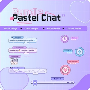 Cute Pastel Chat & Goal Widget Bundle for StreamElements | Chat Overlay with Events | Twitch • OBS