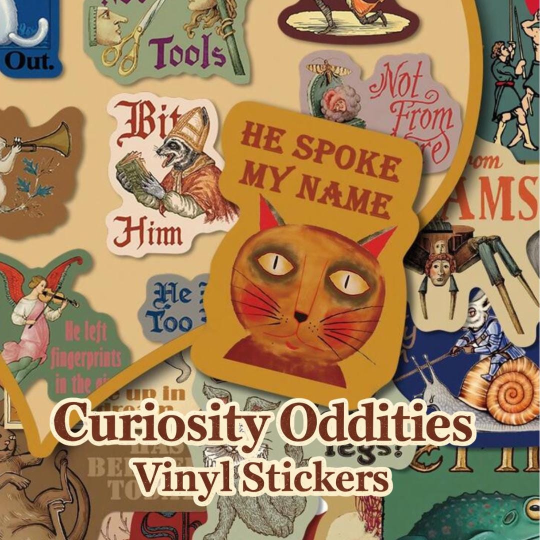 Medieval Cat Sticker Pack, Vintage Fantasy Animals, Dark Academia Vinyl ...