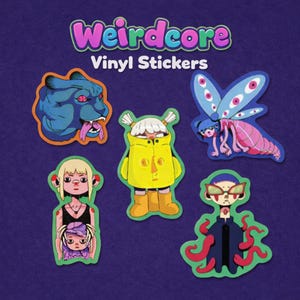 Weirdcore Vinyl Stickers Pack – Surreal Indie Art Stickers, Psychedelic Aesthetic Laptop Water Bottle Stickers