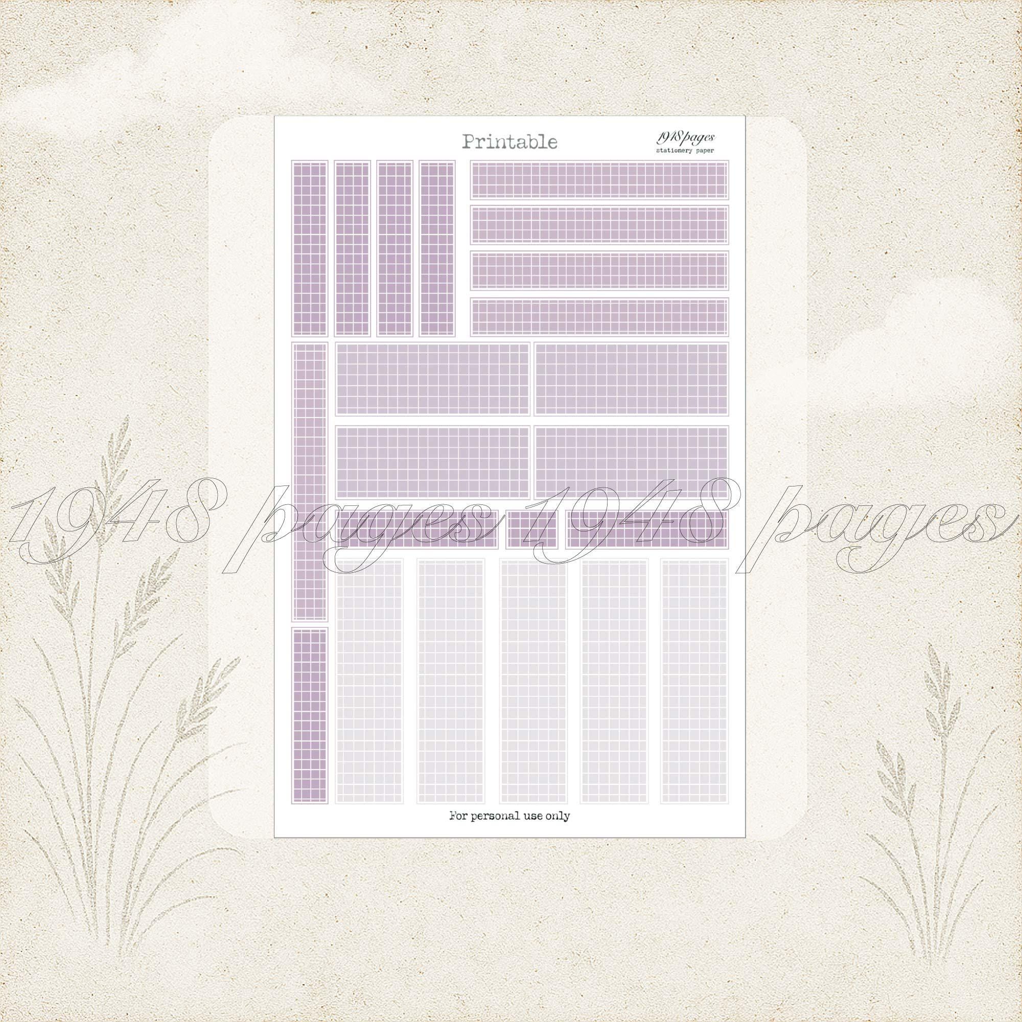 DIGITAL - PACK Grid Rectangular Label, Ready to Print, Scrapbooking ...