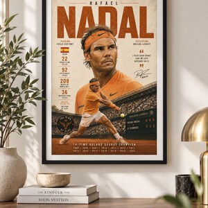 Rafael Nadal Poster – Tennis Wall Art – Roland Garros King of Clay Print – Vintage Tennis Poster – Rafa Tennis Gift – Digital Download