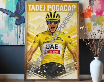 Tadej Pogacar Cycling Poster | Pogacar Wall Art | Tour de France Print | Road Bike Poster | Cycling Gift | Digital Download