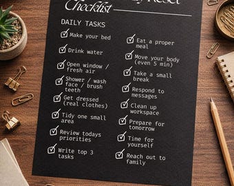 Daily Habit Tracker Printable: Self-Care Checklist, Productivity Planner (PDF Download)