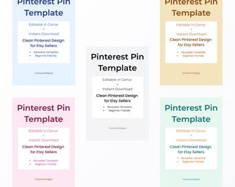 Etsy Pinterest Pin Templates – Canva Compatible, Beginner Friendly (5-Pack) (Digital Download