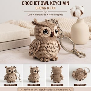 Crochet Owl Keychain Pattern, Amigurumi Animal, Beginner PDF (Digital Download)