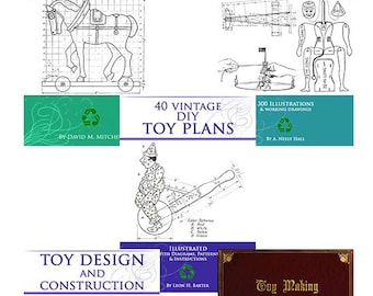 New Collection of 5 x Rare Victorian EASY TOY PLANS and Pattern Books ~ Patterns and Designs to print out and use Instant Download