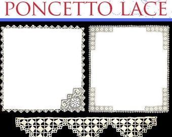 Kleines Buch ~ How To Make ITALIAN PONCETTO LACE Anleitungen und Illustrationen auf Kanten - Stiche - Muster - Printable Instant Download