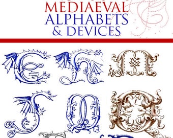Hand Book Of MEDIAEVAL ALPHABETS + DEVICES Rare Illustrated Book For Crafts People Scrapbookers Designers 46pages Printable Instant Download