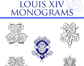 864 FRENCH MONOGRAMS Louis XIV Rare Printable Designs Book for Embroidery ~ Scrapbookers ~ Illustrators ~ Designers ~ Instant Download