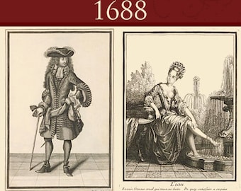 Rare 1688 Louis XIV FRENCH FASHIONS Book with 23 Paris Fashion Engravings Printable 24 Pages Scrapbooking Costume Designs Instant Download